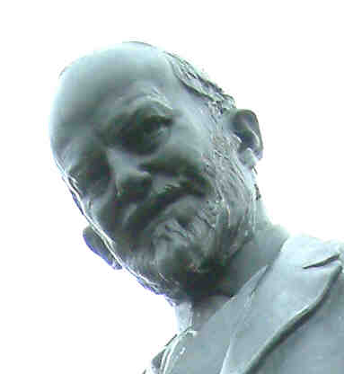 Close up of Henry Royce statue's face